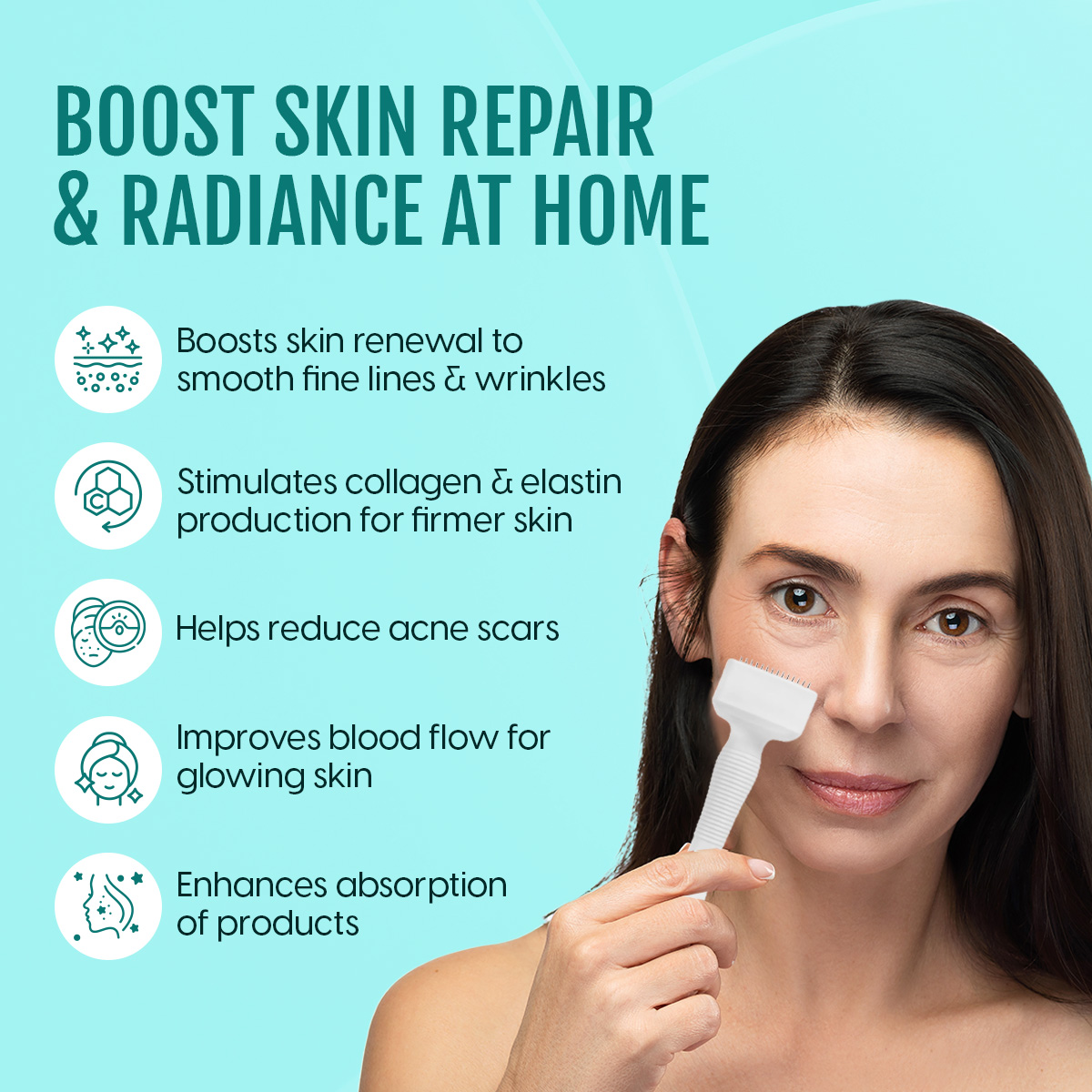 Matra Derma Stamp Skin Roller for Face, Beard & Hair 140 Adjustable Titanium Microneedles 0.25mm-3mm - Image 6