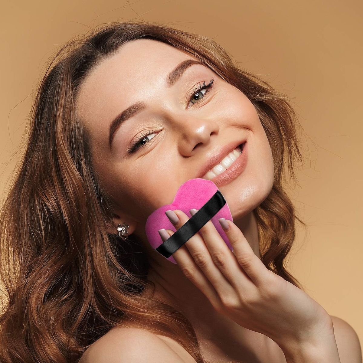 Matra Makeup Powder Puff Heart Shaped Blender Beauty Sponge Triangle Compact Setting Applicator - Image 4