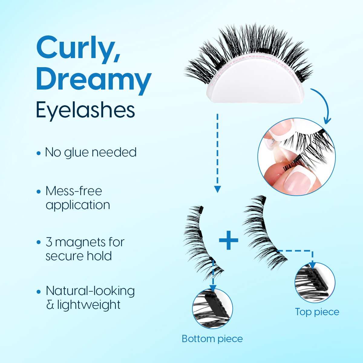 Matra False Magnetic Eyelashes & Applicator - No Glue Needed, Natural-looking & Reusable Fake Lashes - Image 2