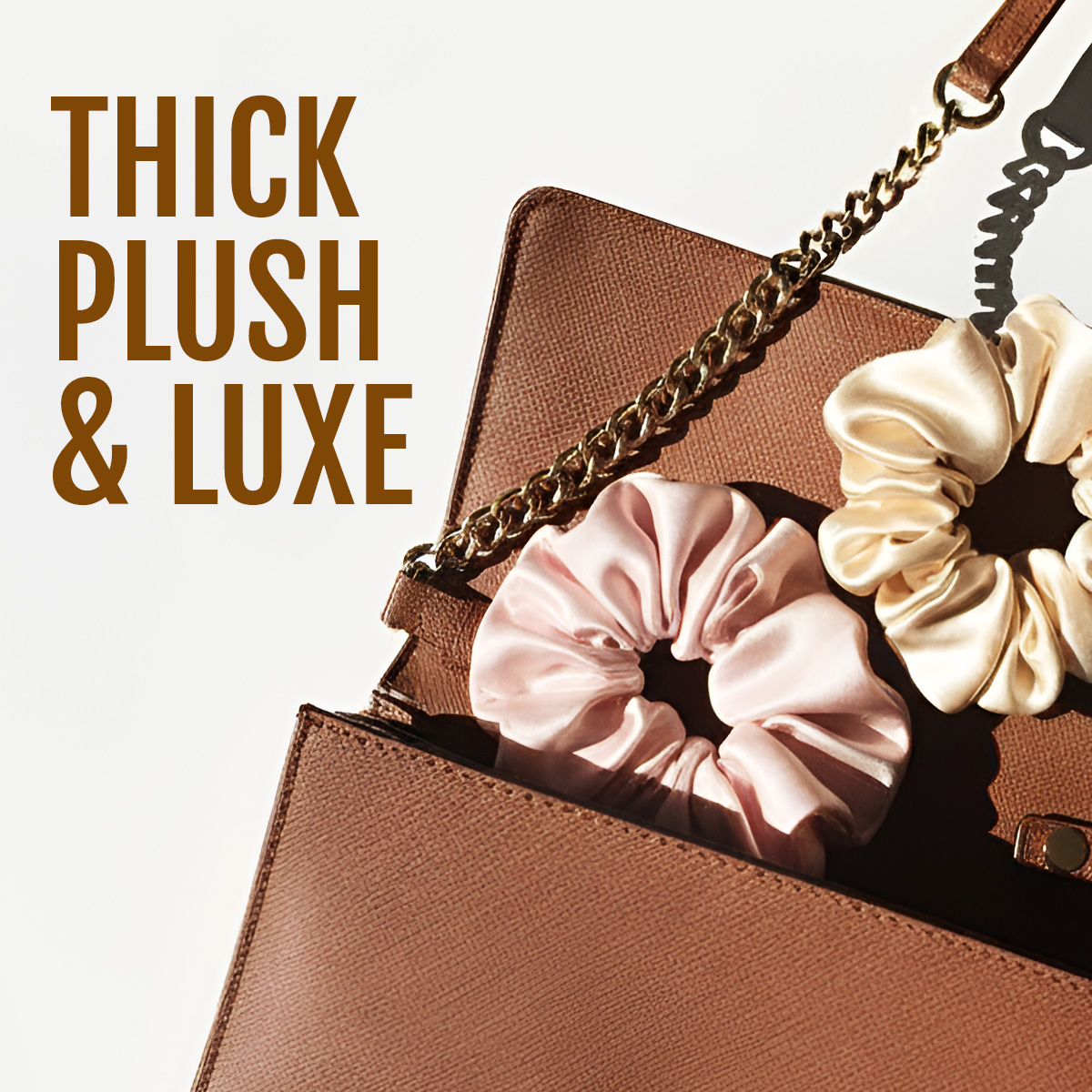 Matra Large Satin Scrunchie Silky & Soft Premium Hair Tie Rubberband - Anti Hair Breakage (Golden) - Image 2