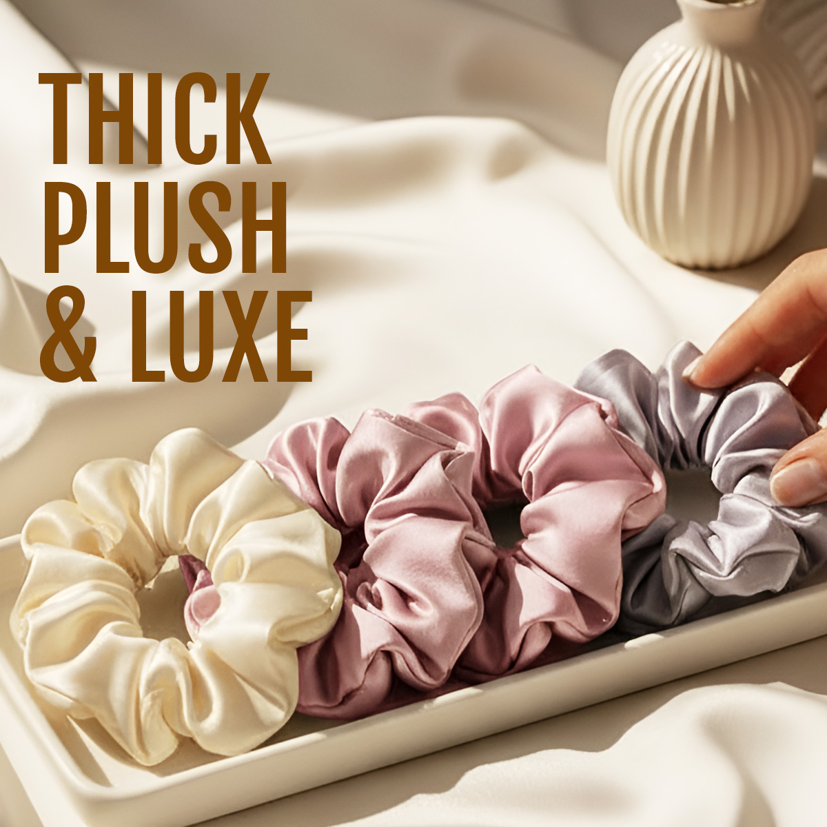 Matra Large Satin Scrunchie Silky & Soft Premium Hair Tie Rubberband - Anti Hair Breakage (Pink) - Image 2