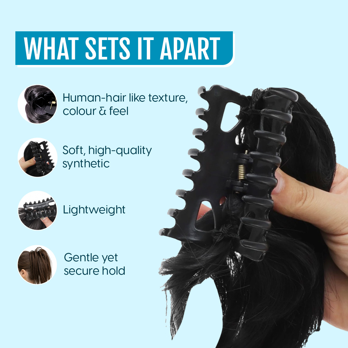 Matra Messy Bun Hair Extension with Claw Clip - Artificial Ponytail Clutcher Fake Juda Maker (Black) - Image 2