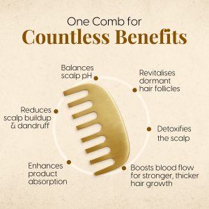 Alternative view of Matra Kansa Comb Massage Tool for Hair Growth - Ayurvedic Bronze Scalp Massager Head Gua Sha Brush