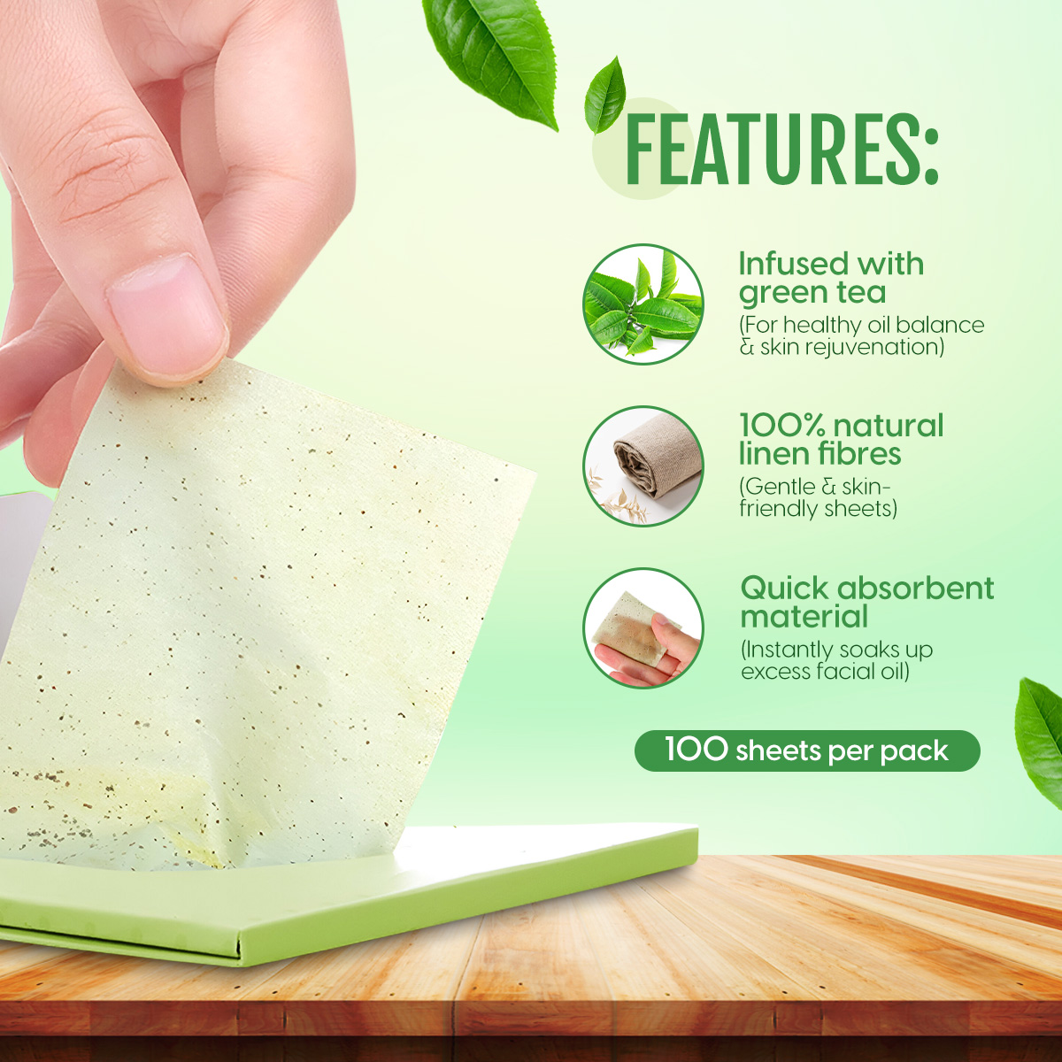 Matra Oil Control Blotting Sheets - Absorbing Paper for Oily Face, Sweat Remover, Mattifying Tissues (50pcs) - Image 3