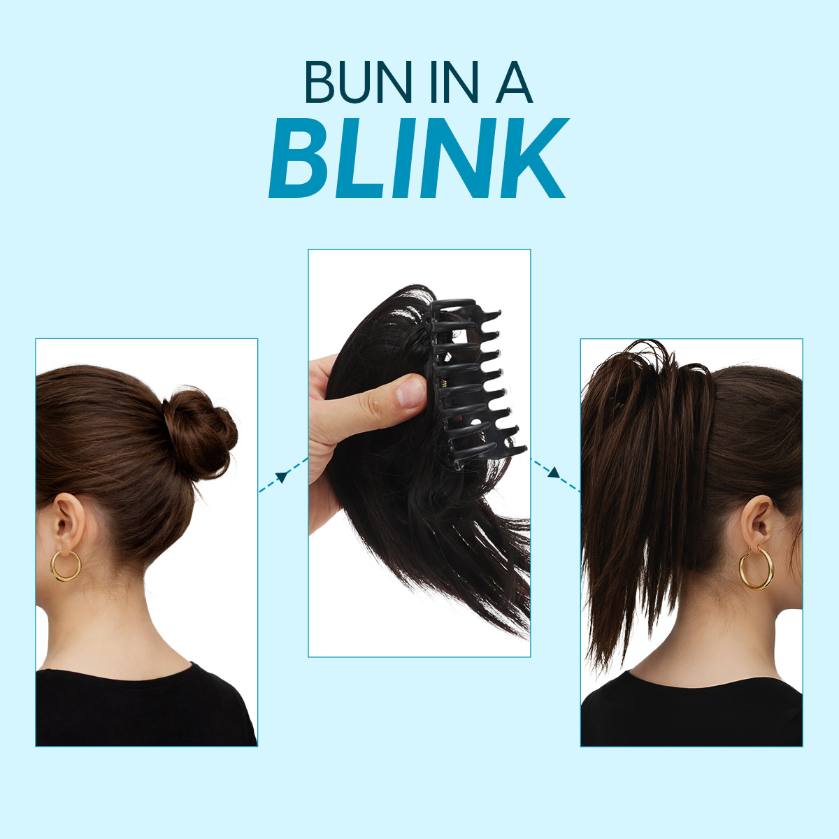 Matra Messy Bun Hair Extension with Claw Clip - Artificial Ponytail Clutcher Fake Juda Maker (Black) - Image 3