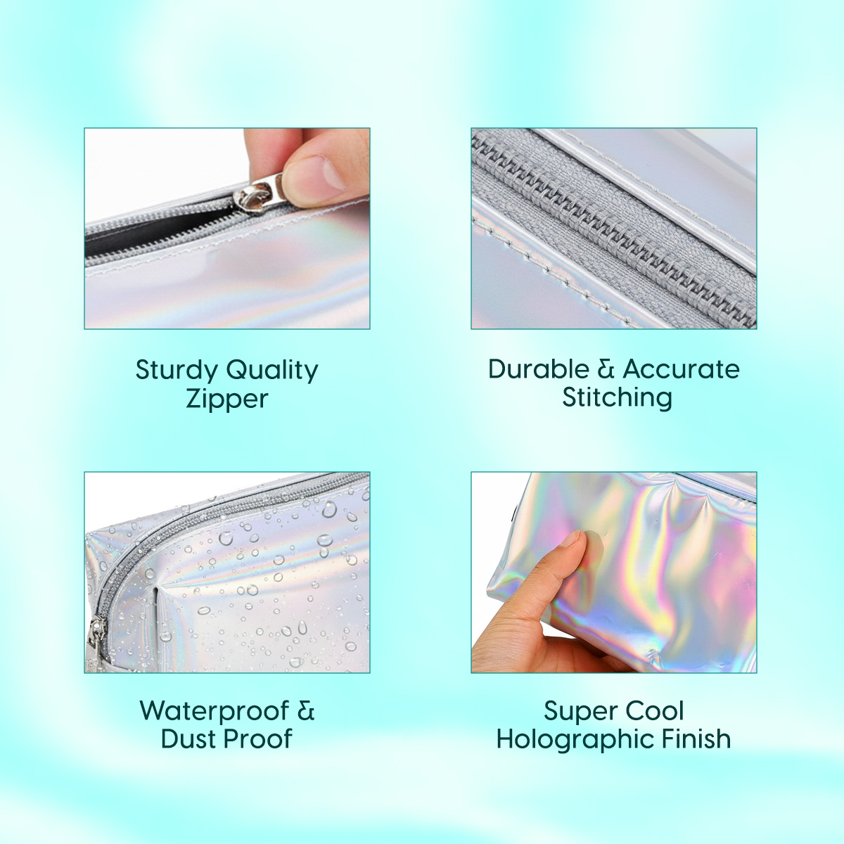 Matra Holographic Makeup Pouch Bag Multiuse Cosmetic Travel Organizer Vanity & Toiletry Storage Kit - Image 4