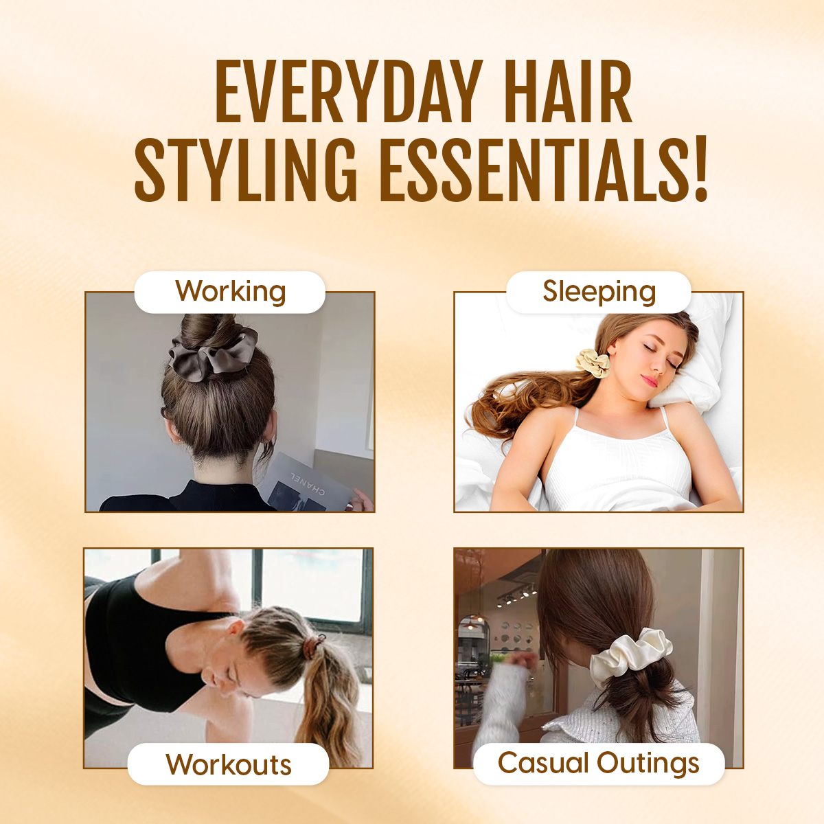 Matra Large Satin Scrunchie Silky & Soft Premium Hair Tie Rubberband - Anti Hair Breakage (Maroon) - Image 4