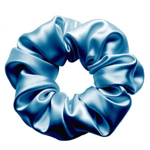 Matra Large Satin Scrunchie Silky & Soft Premium Hair Tie Rubberband - Anti Hair Breakage (Blue)