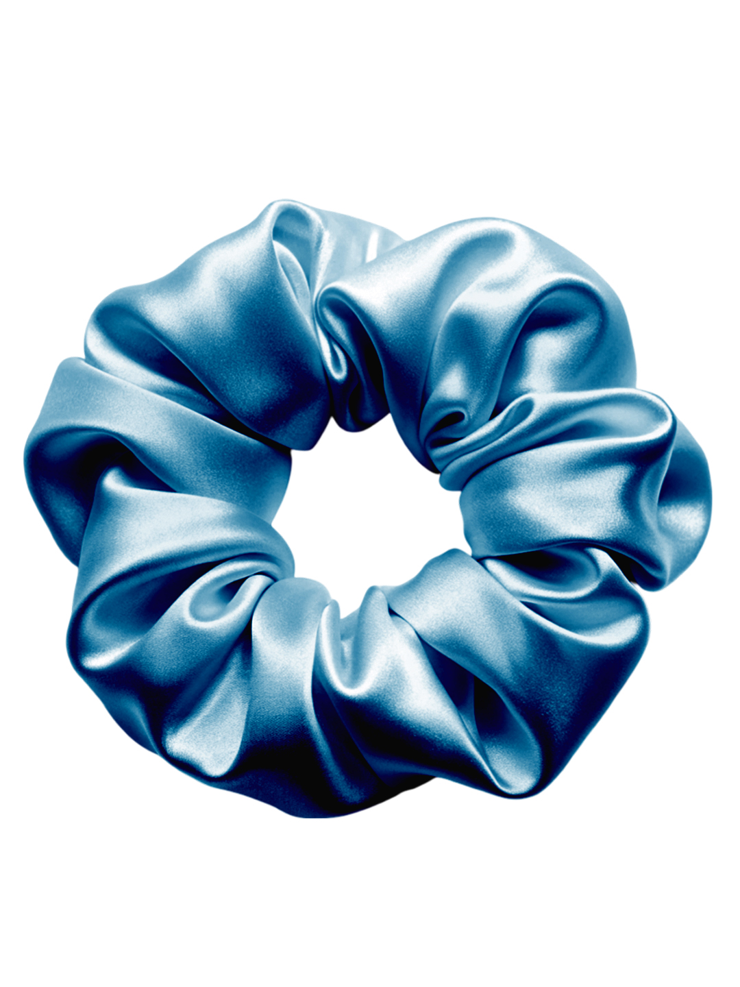 Matra Large Satin Scrunchie Silky & Soft Premium Hair Tie Rubberband - Anti Hair Breakage (Blue)
