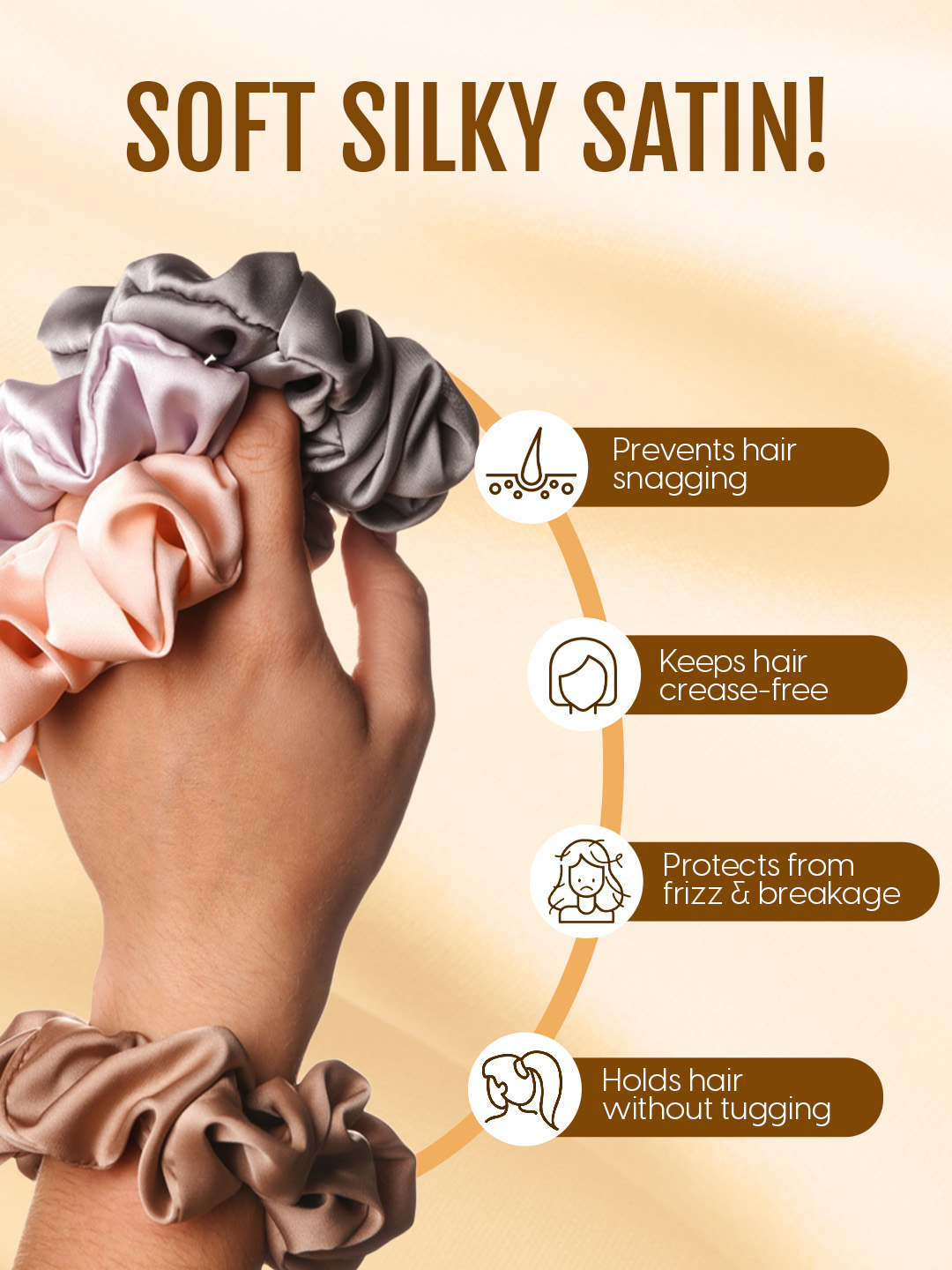 Matra Large Satin Scrunchie Silky & Soft Premium Hair Tie Rubberband - Anti Hair Breakage (Blue) - Image 3