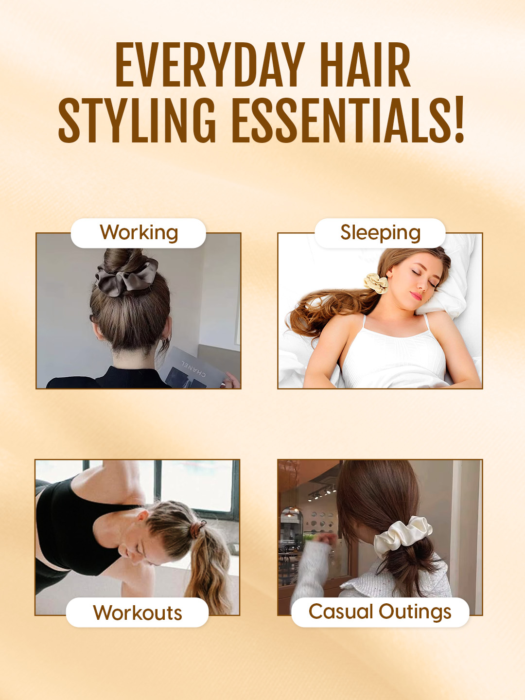 Matra Large Satin Scrunchie Silky & Soft Premium Hair Tie Rubberband - Anti Hair Breakage (Blue) - Image 4