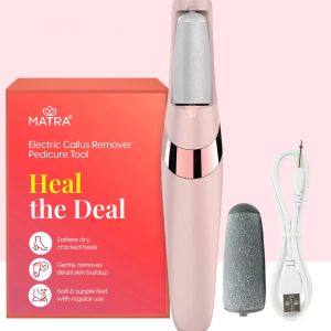Matra Callus Remover Electric Foot Filer Exfoliator Rechargeable Soft Feet Scrubber Pedicure Tool