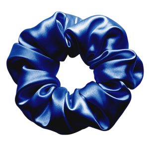 Matra Large Satin Scrunchie Silky & Soft Premium Hair Tie Rubberband - Anti Hair Breakage (Blue)