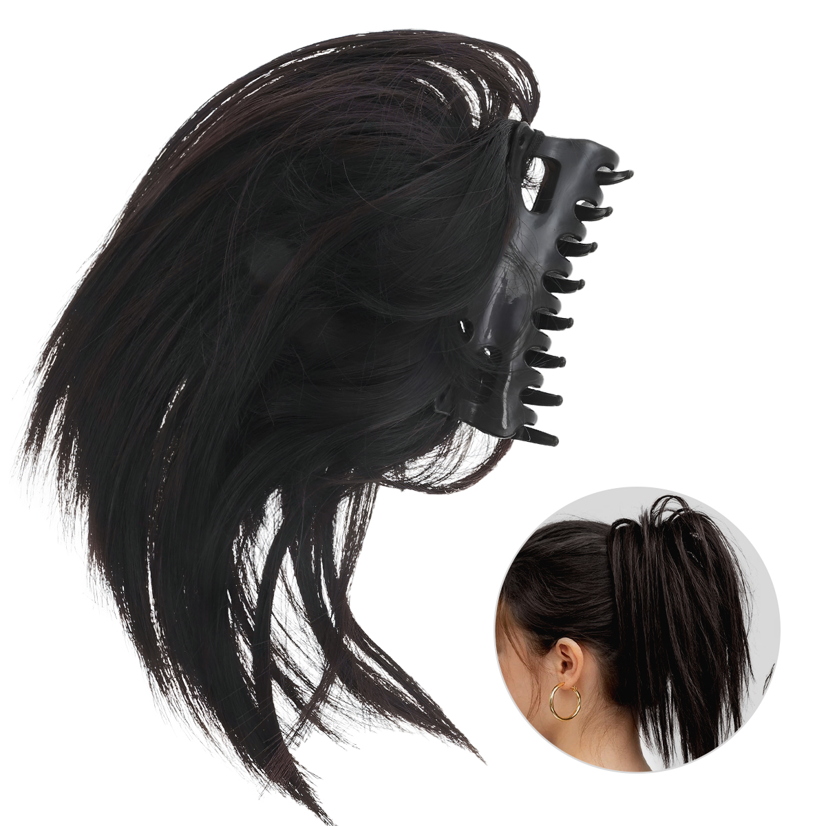 Matra Messy Bun Hair Extension with Claw Clip - Artificial Ponytail Clutcher Fake Juda Maker (Black)