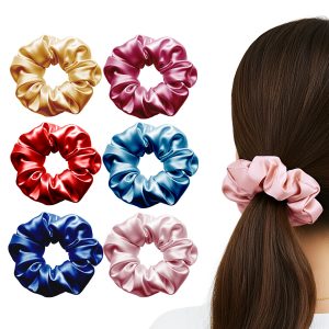 Matra Large Satin Scrunchies Set of Silky & Soft Premium Hair Tie Rubberbands - Anti Hair Breakage