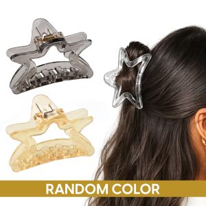 Matra Hair Claw Clips Star Shape Clutchers Transparent Glossy Medium Hair Pins Clutches (Any Colour)