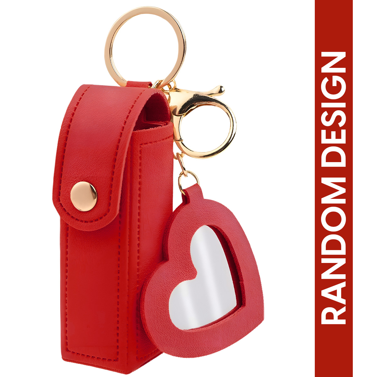 Matra Lipstick Holder Keychain Bag Charm for Lip Gloss Balm with Mirror Travel Purse Pouch Any Color