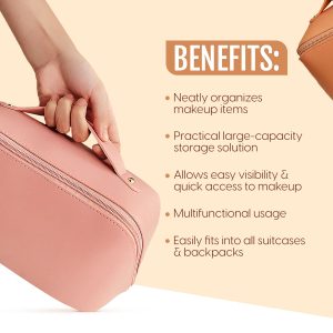 Alternative view of Travel Makeup Bag Cosmetic Storage Organizer Vanity Pouch with Free Hair Scrunchie