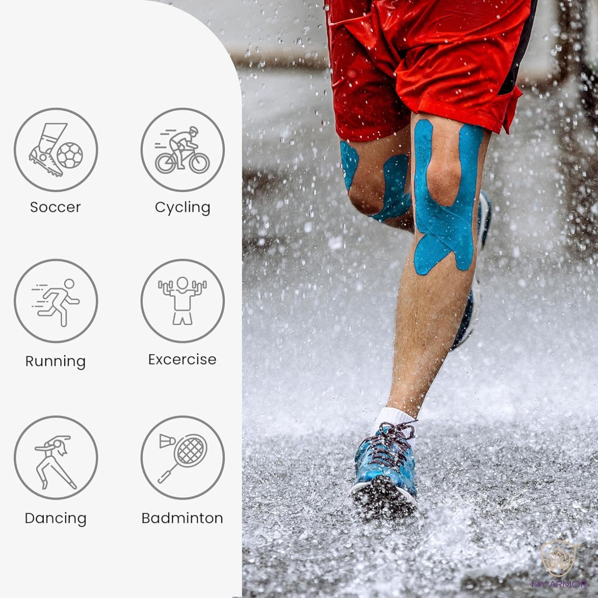 Matra Kinesiology Tape for Pain Relief, Physiotherapy, Sports Injury, Muscle Support Patches Bandage - Image 3