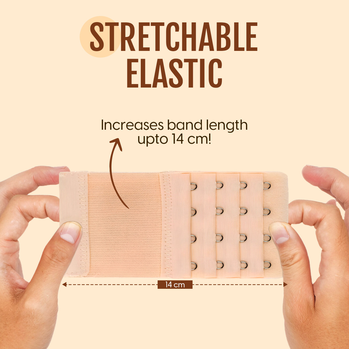 Matra Bra Extender Stretchable Elastic Extension Adjustable Strap 4 Hook 4 Eye (Black) (Copy) - Image 5