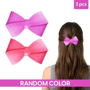 Matra Bow Hair Clips Alligator Satin Coquette Barrette Bowknot Silk Ribbon Hairpin RandomColour 2Pc