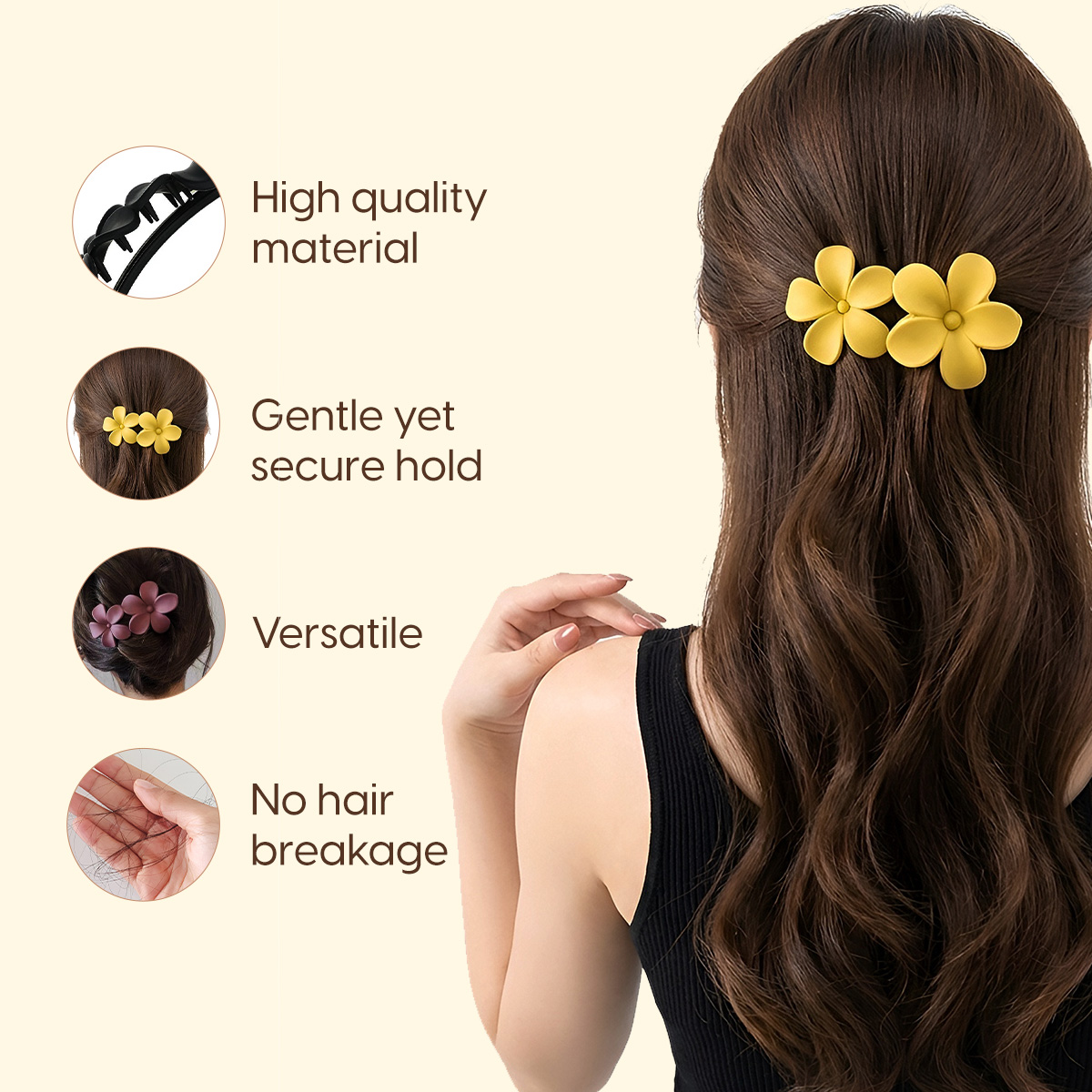 Matra Hair Clip Claw Clutcher Flower Duckbill Alligator Large Floral Clutches (Any Colour) 1 pc - Image 2
