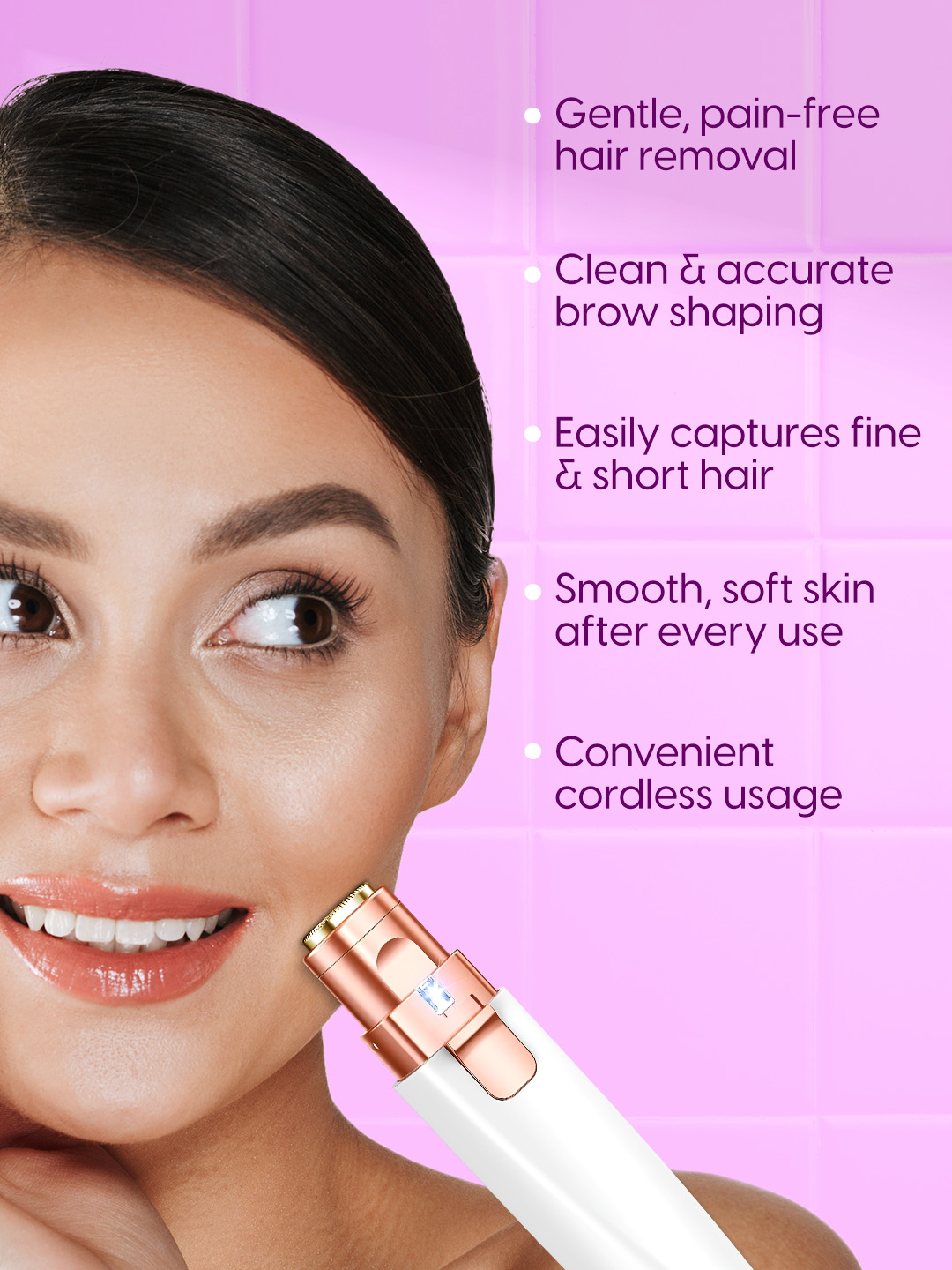 Matra Facial Hair Remover Eyebrow Face & Upperlips Trimmer Razor - Painless & Rechargeable for Women - Image 2