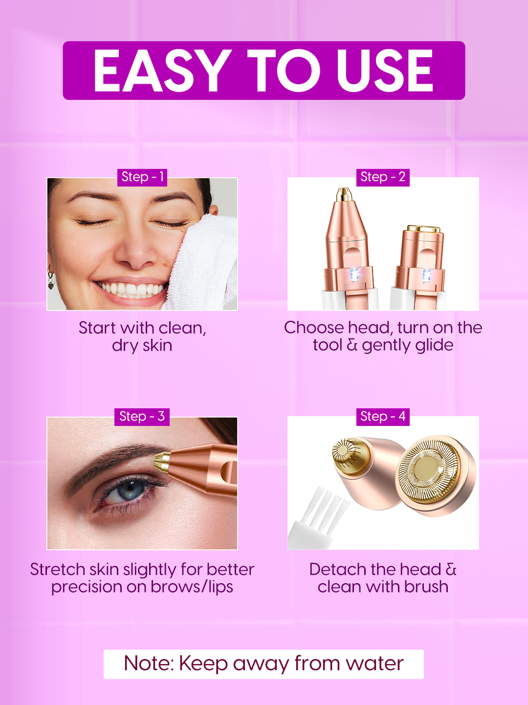 Matra Facial Hair Remover Eyebrow Face & Upperlips Trimmer Razor - Painless & Rechargeable for Women - Image 7