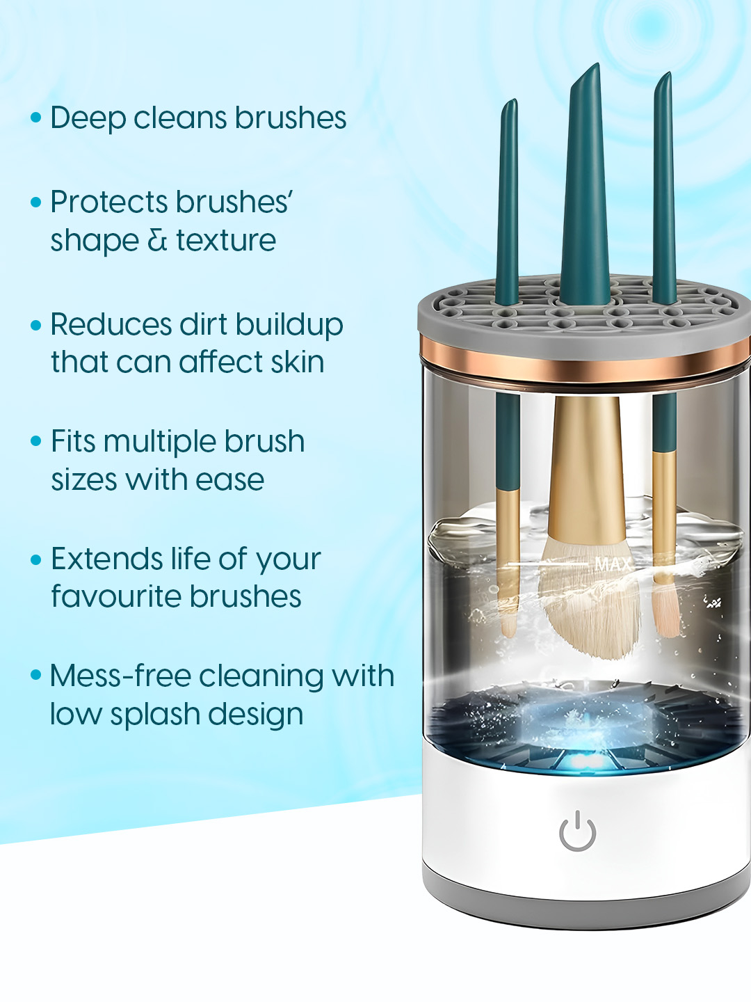 Matra Makeup Brush Cleaner Machine Electric Automatic Face Brushes Washing Tool with Holder & Dryer - Image 2