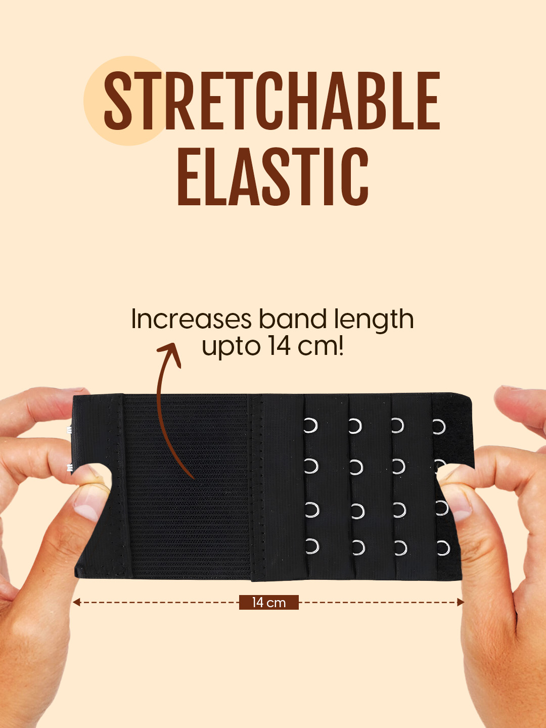 Matra Bra Extender Stretchable Elastic Extension Adjustable Strap 4 Hook 4 Eye (Black) - Image 4