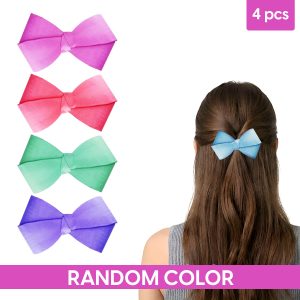 Matra Bow Hair Clips Alligator Satin Coquette Barrette Bowknot Silk Ribbon Hairpin RandomColour 4Pc