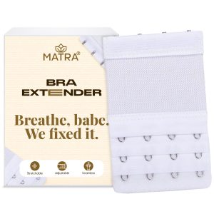 Matra Bra Extender Stretchable Elastic Extension Adjustable Strap 4 Hook 4 Eye (White)