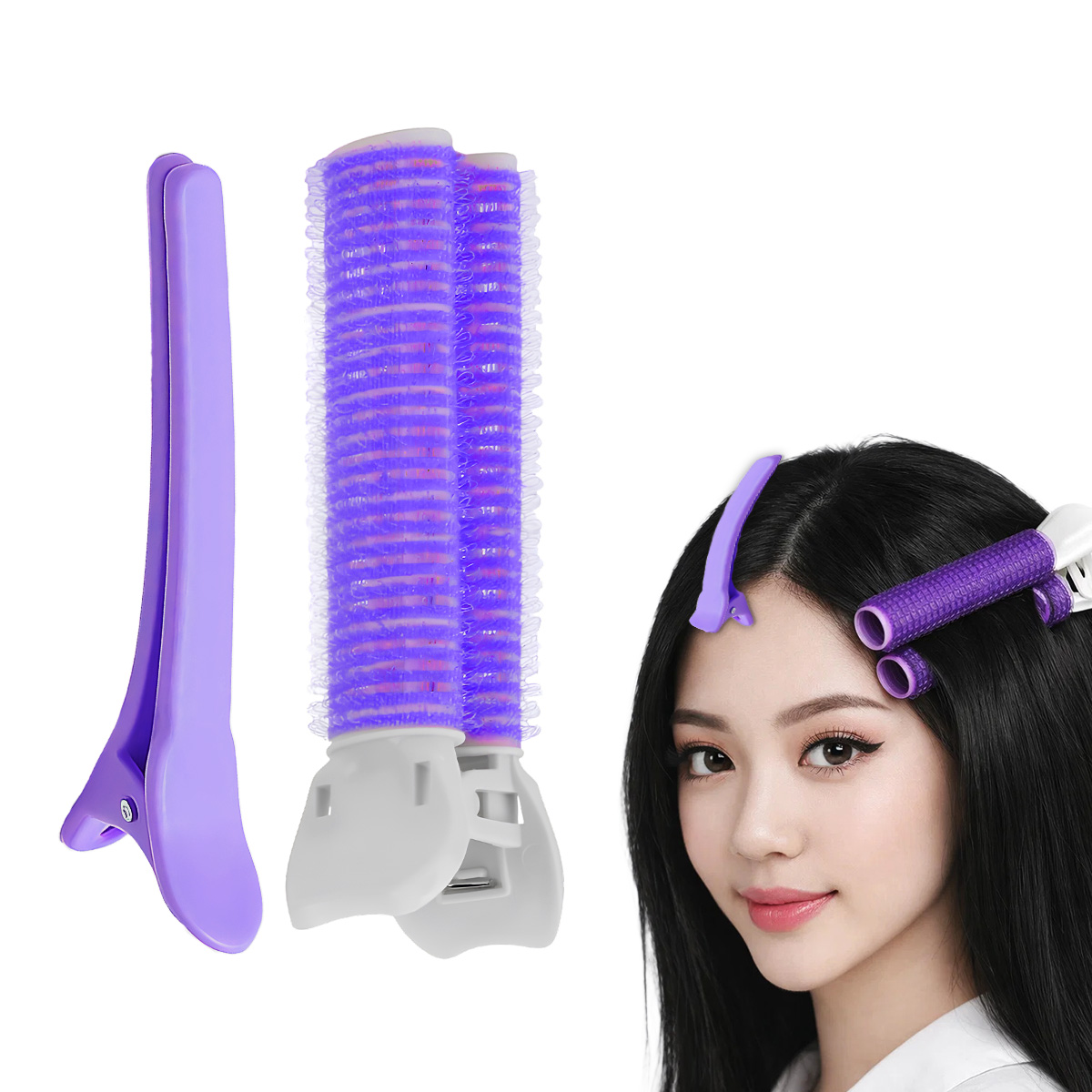 Matra Hair Volumizing Root Lifting & Sectioning Clips - Blow Dry Velcro Curler Bangs Styling Roller (2pcs - 1each)