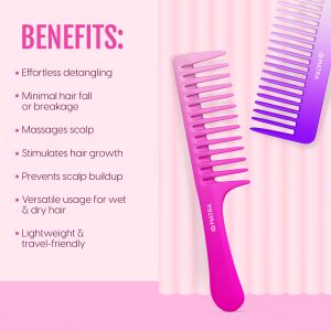 Alternative view of Matra Wide Teeth Shampoo Hair Combs Detangling Broad Tooth with Handle Anti-breakage Any Color (2Pc)