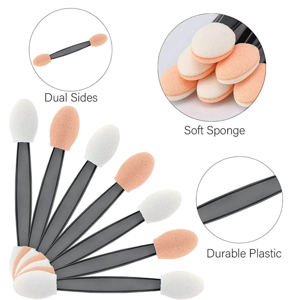 Matra Eyeshadow Applicators Double Sided Sponge Tip Tool Disposable Eye Makeup Blending Brush Set 10Pcs - Image 3