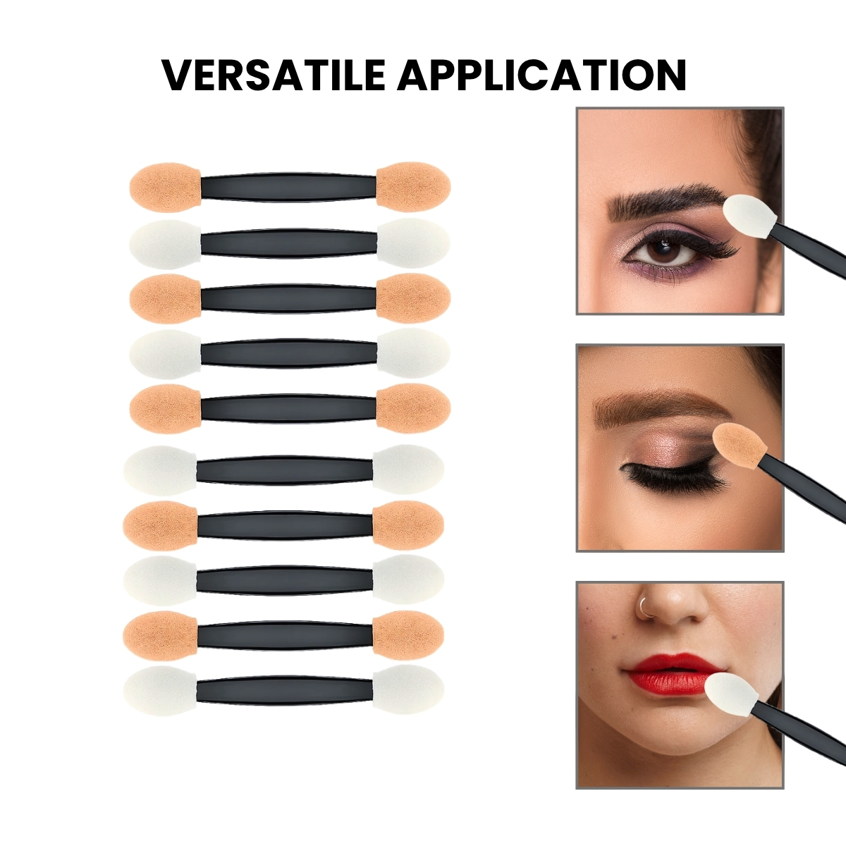 Matra Eyeshadow Applicators Double Sided Sponge Tip Tool Disposable Eye Makeup Blending Brush Set 10Pcs - Image 5