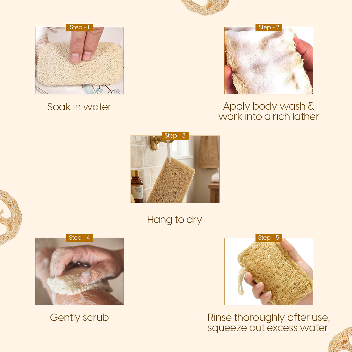 Matra Natural Sun Dried Bath Loofah Body Scrubber Shower Sponge for Deep Cleanse, Glow & Exfoliation - Image 6