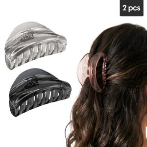 Matra Hair Claw Clips Clutchers Medium-sized D-shape Hair Pins Clutches for Women 2Pc (Any Colour)