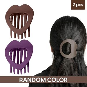 Matra Claw Clip Hair Clutcher Heart Shape Panja Clip Flat Duckbill Alligator Clutches (Any Color) 2 pcs