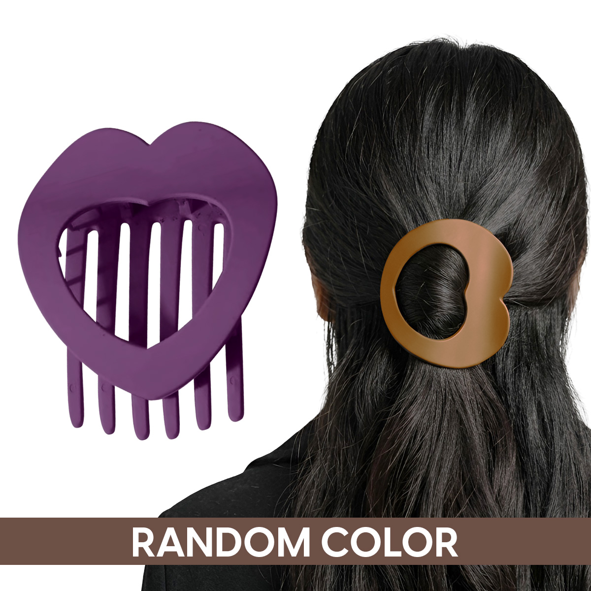 Matra Claw Clip Hair Clutcher Heart Shape Panja Clip Flat Duckbill Alligator Clutches (Any Color) 1 pc