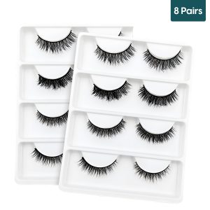 Matra False Eyelashes Natural Looking 3D Fake Lashes Set Lightweight Long Volumizing Reusable 8Pairs
