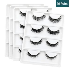 Matra False Eyelashes Natural Looking 3D Fake Lashes Lightweight, Long, Volumizing, Reusable 16Pairs