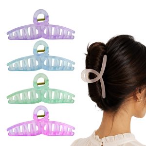 Matra Hair Claw Clip Butterfly Loop Pastel Clutcher Big Large Jelly Clutches Gift Set Pack 4Pc
