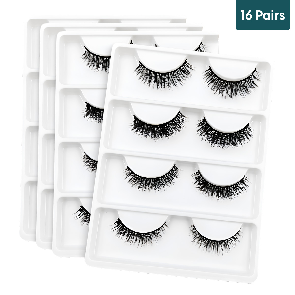Matra False Eyelashes Natural Looking 3D Fake Lashes Lightweight, Long, Volumizing, Reusable 16Pairs