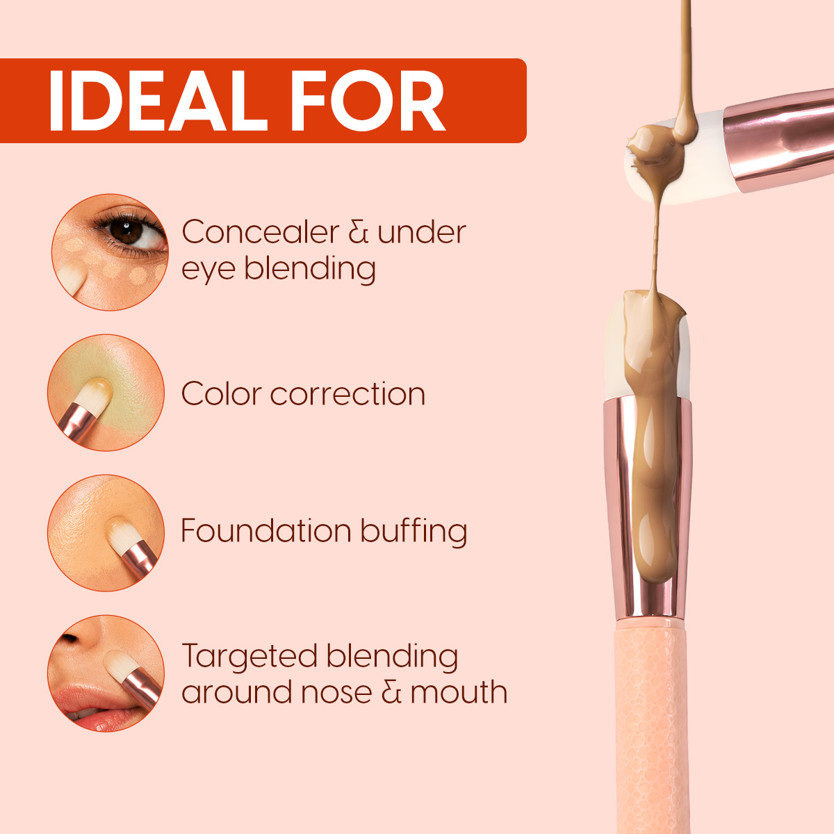 Matra Concealer Brush Makeup Foundation Buffer for Under Eye Buffing, Blending & Colour Correcting - Image 2