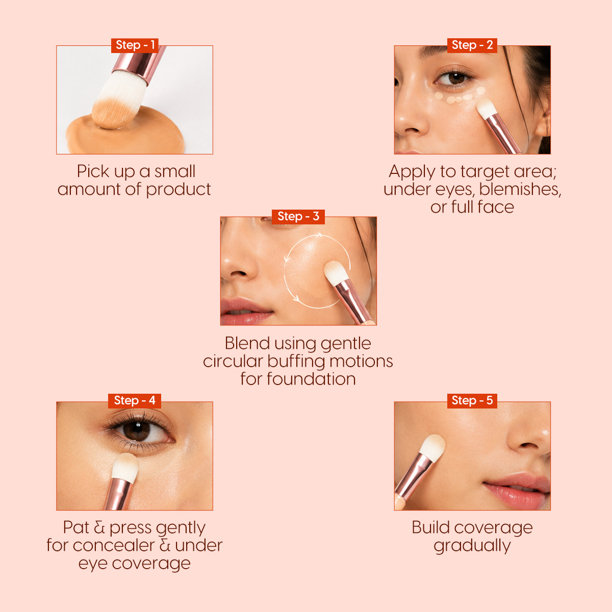 Matra Concealer Brush Makeup Foundation Buffer for Under Eye Buffing, Blending & Colour Correcting - Image 7