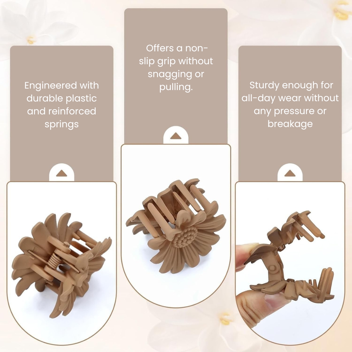 Matra Hair Claw Clips Clutcher Flower Accessory Medium Korean Floral Clutches (2Pc, Any Colour) - Image 3