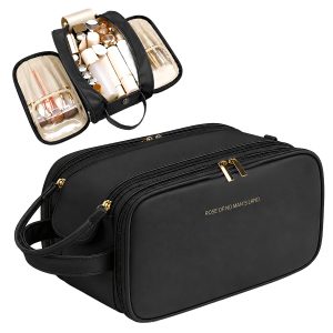 Matra Makeup Bag Pouch Travel Toiletry Organizer Large Cosmetic Storage Organiser Vanity Kit (Black)