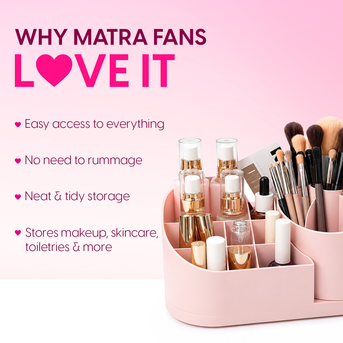Matra Makeup Organiser Rotating Cosmetic Storage Stand Tray Lipsticks Vanity Brushes Skincare Holder - Image 2