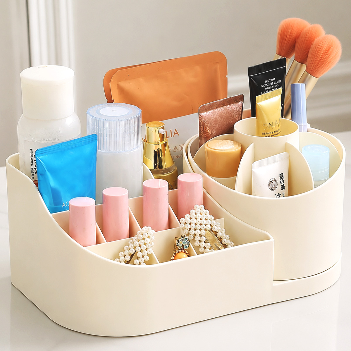 Matra Makeup Organiser Rotating Cosmetic Storage Stand Tray Lipsticks Vanity Brushes Skincare Holder - Image 3
